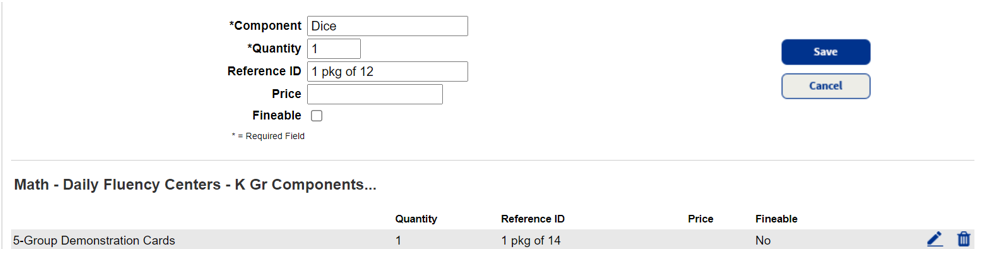 Components page.